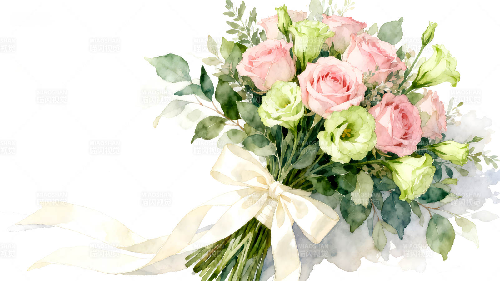 水彩鲜花束唯美清新图片