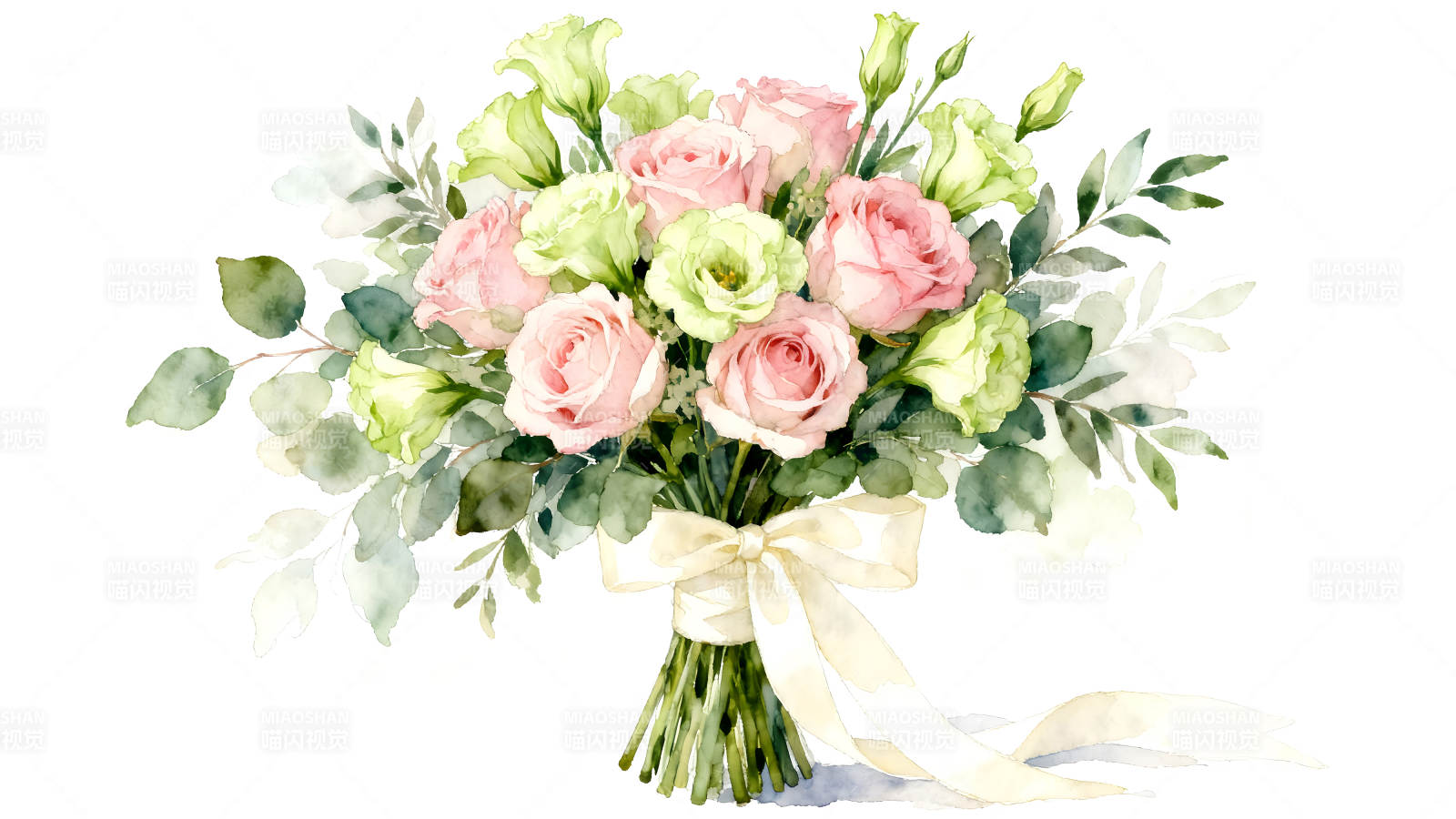 水彩花束浪漫清新充满生机图片