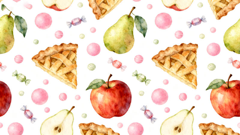 水彩风水果甜点图案-图片