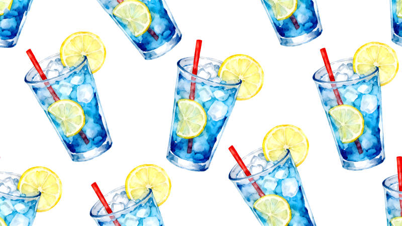 蓝色饮料柠檬装饰夏日清爽-图片