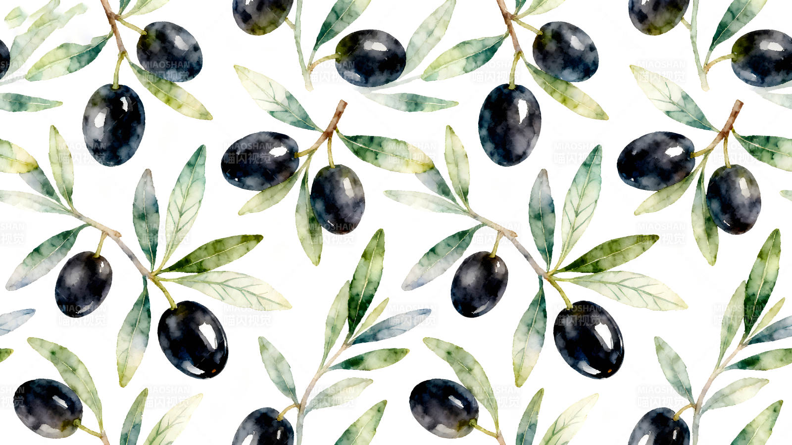 水彩橄欖枝圖案背景圖片