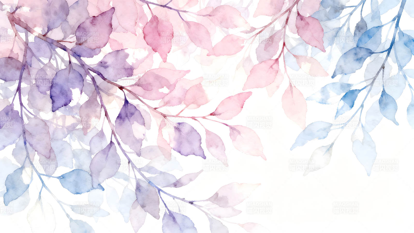 水彩葉子夢幻背景-圖片