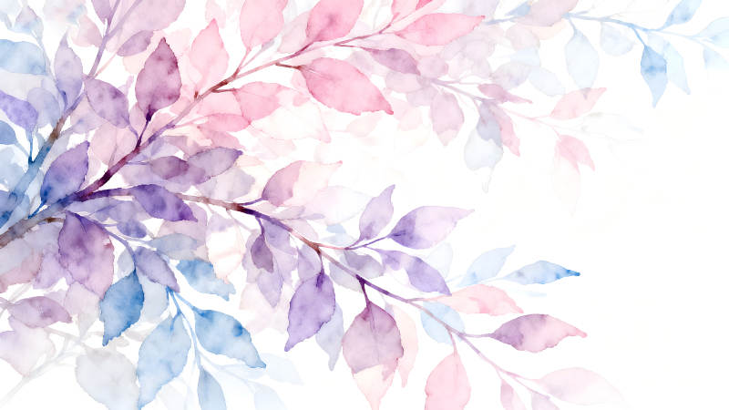 水彩風格的枝葉圖案-圖片