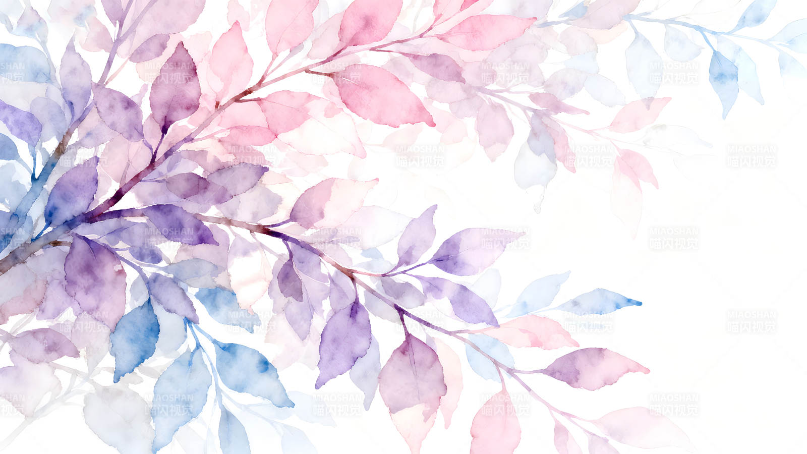 水彩風(fēng)格的枝葉圖案-圖片