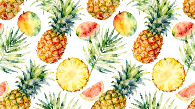 水彩热带水果图案设计-图片