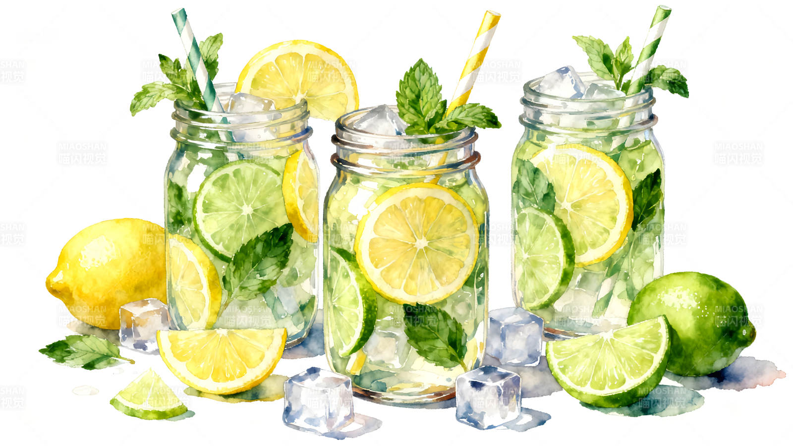 水彩柠檬饮品清新诱人-图片