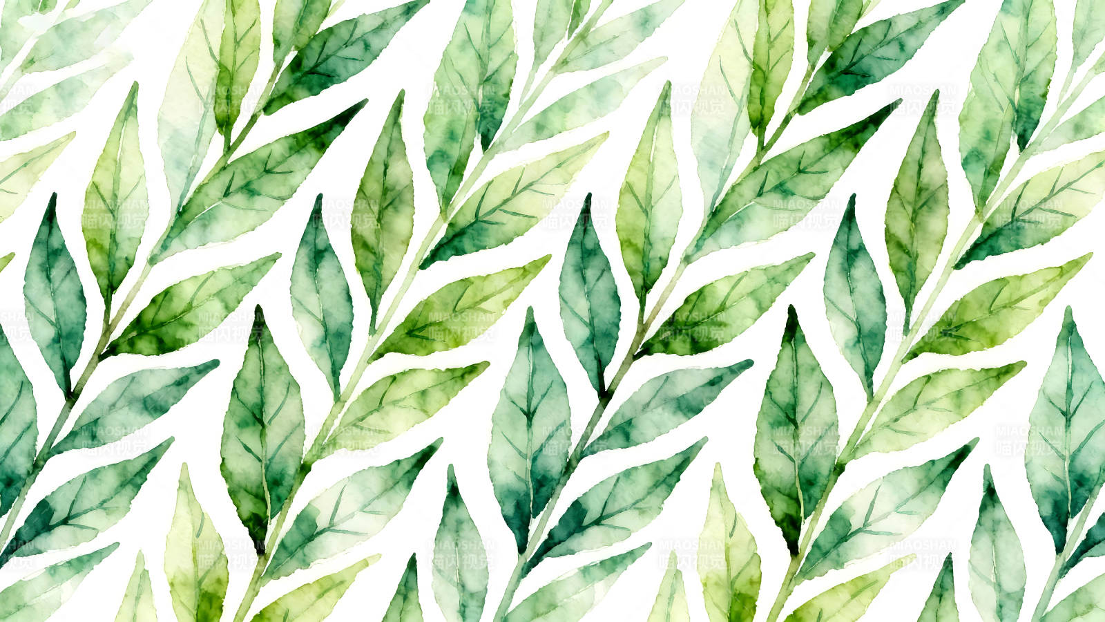 水彩叶子图案清新自然-图片