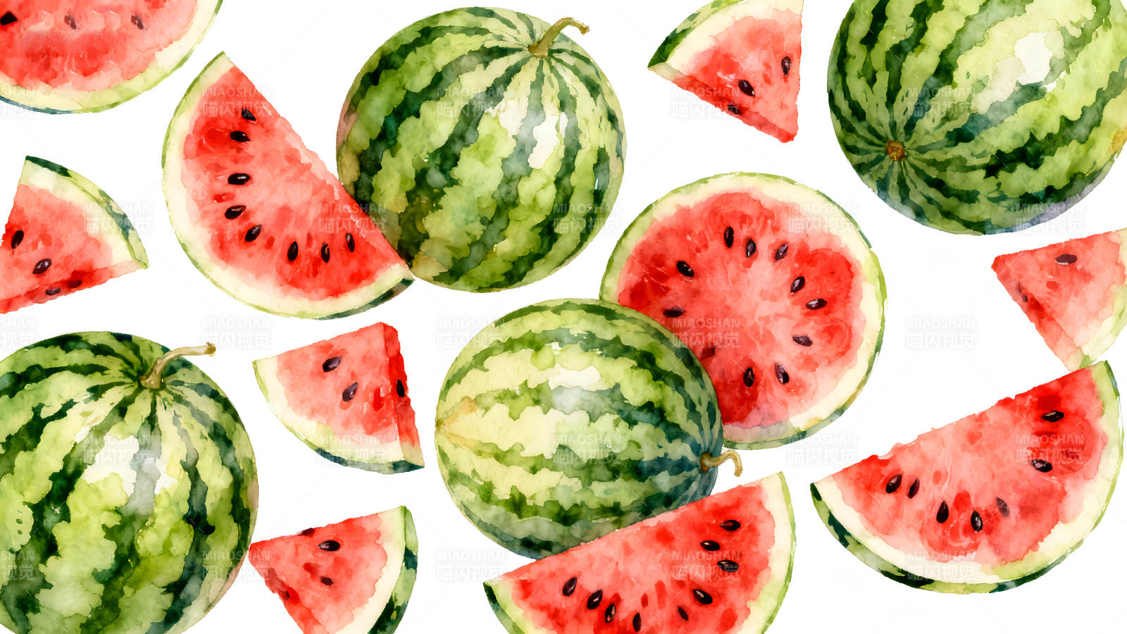 水彩西瓜图样清新夏日水果图片
