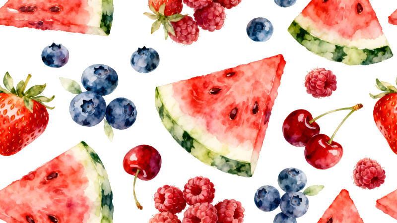 水彩风格水果图案-图片