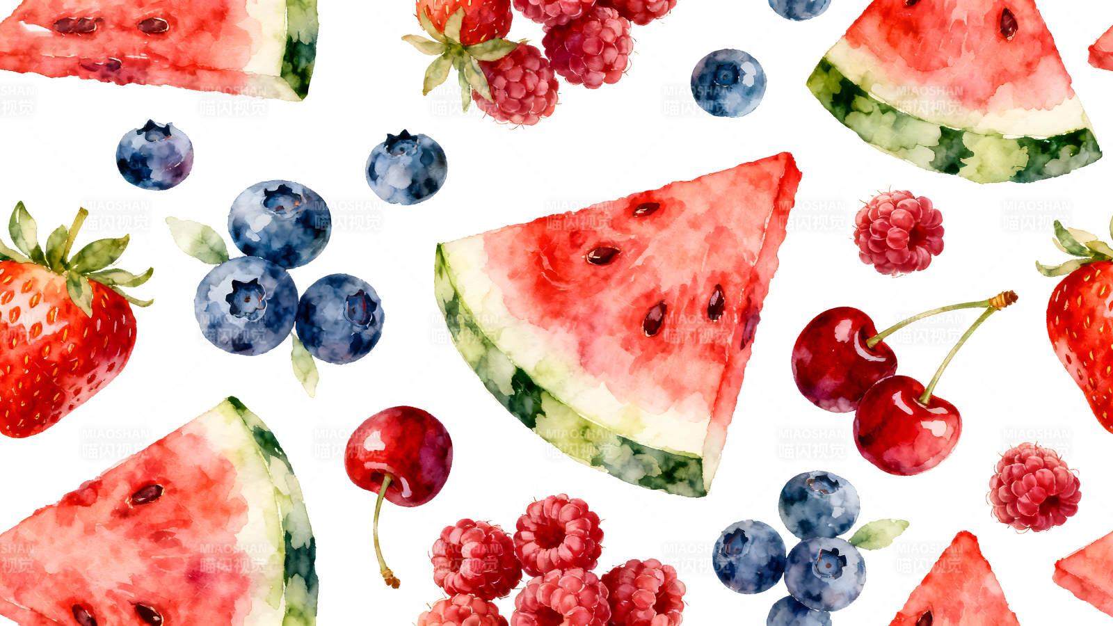 水彩风格水果图案-图片
