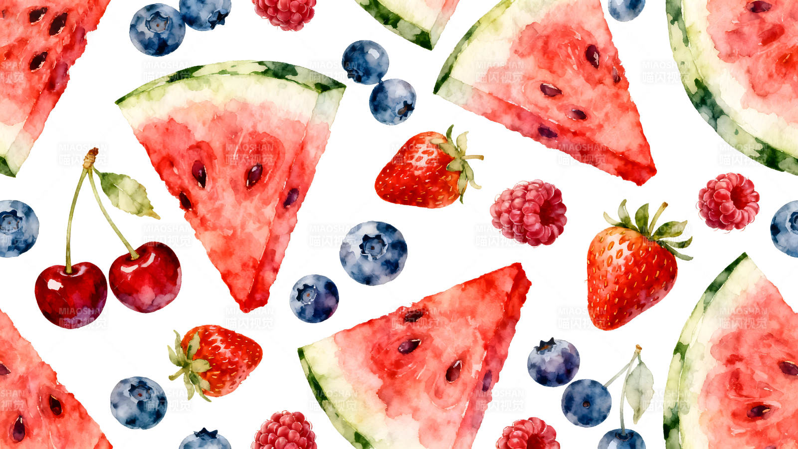 水彩风格水果图案-图片