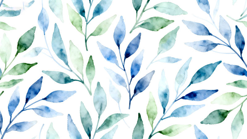 水彩葉子圖案清新唯美-圖片