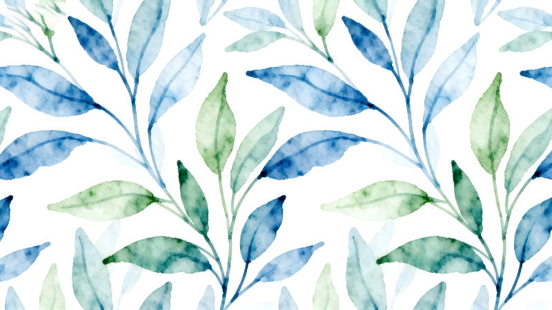 水彩葉子圖案清新背景-圖片