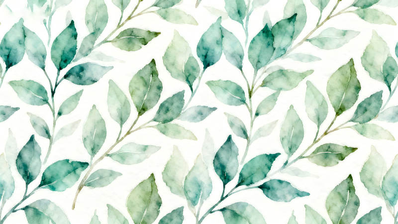 水彩叶子图案清新唯美-图片