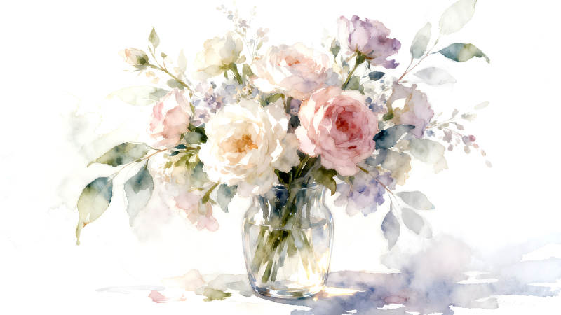 水彩花束靜謐優雅-圖片