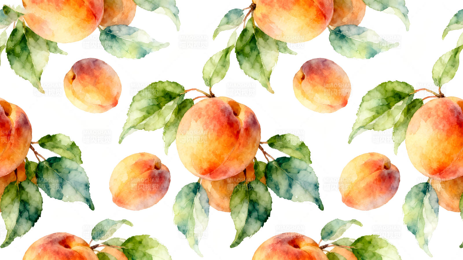 水彩画风的桃子图案图片
