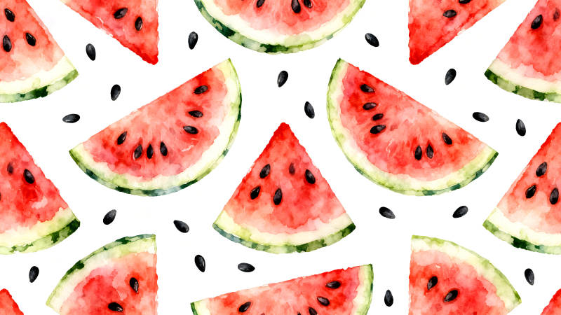 水彩风格西瓜片图案图片