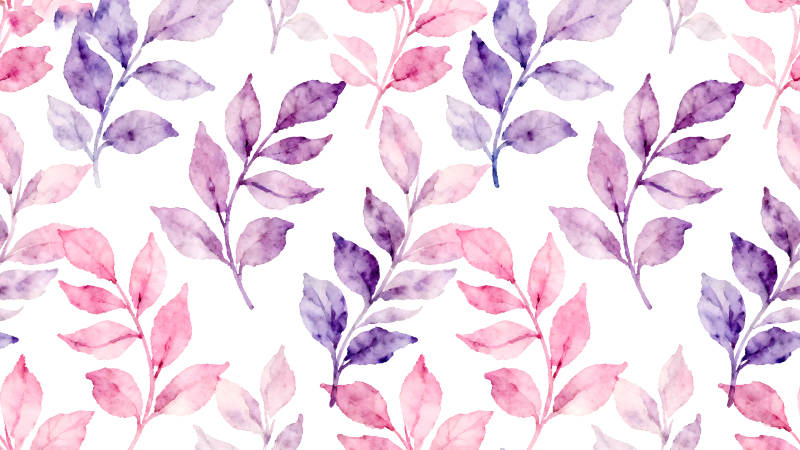 水彩粉紫色叶子图案背景-图片