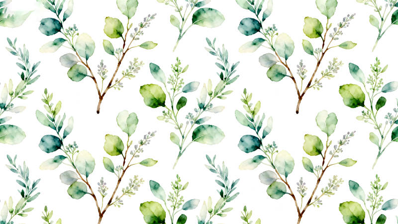 水彩风格的叶子重复图案-图片