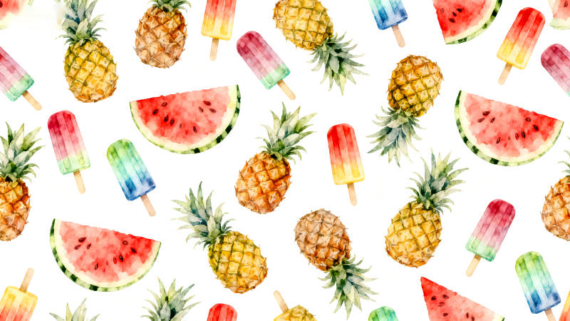 夏季水果拼贴画清新夏日主题-图片