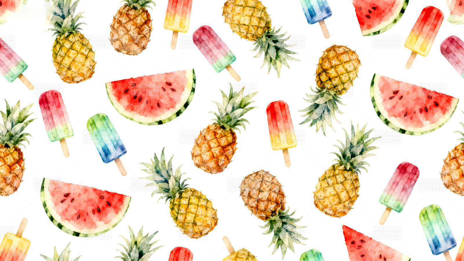 夏季水果拼贴画清新夏日主题-图片