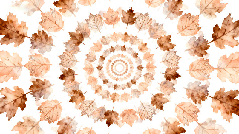秋日叶片曼陀罗图案-图片
