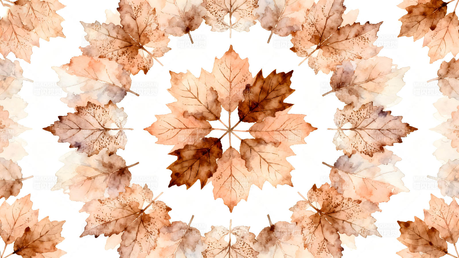 水彩秋叶装饰画秋意盎然-图片