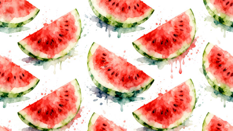 水彩西瓜切片图案-图片