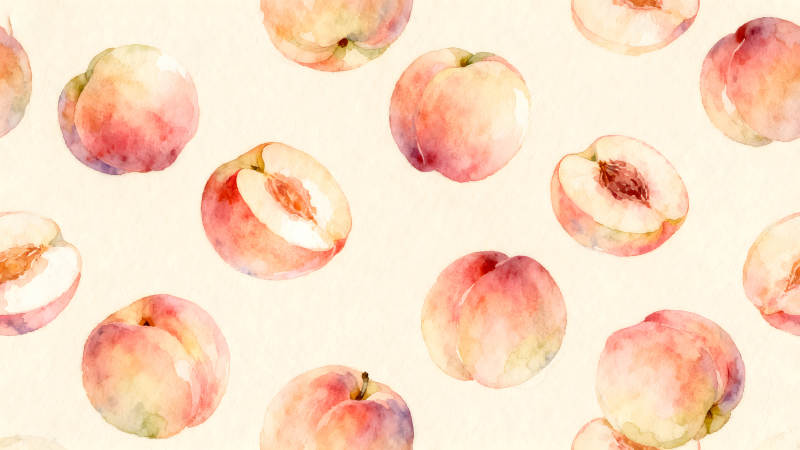 水彩蜜桃图案背景图片
