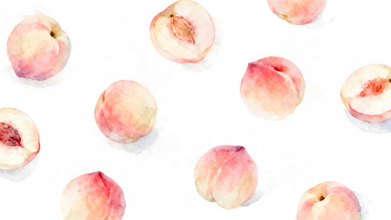 水彩手绘桃子清新图案图片