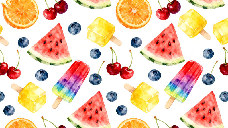 夏日水果冰淇淋图案-图片