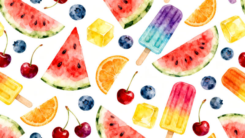 夏日水果冰淇淋图案-图片