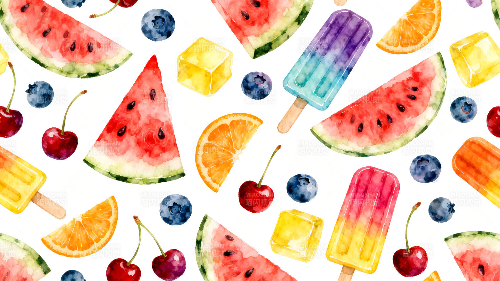 夏日水果冰淇淋图案-图片