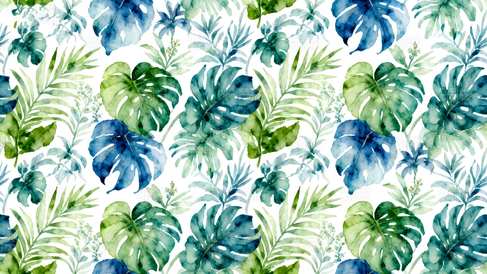 水彩熱帶植物圖案圖片