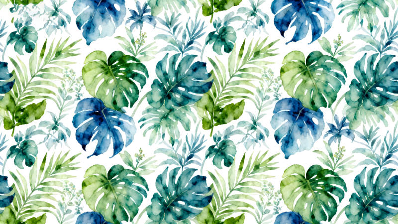 水彩热带植物图案-图片