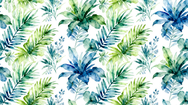 水彩叶子图案的精美壁纸-图片