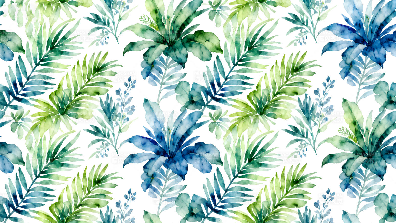 水彩葉子圖案的精美壁紙圖片