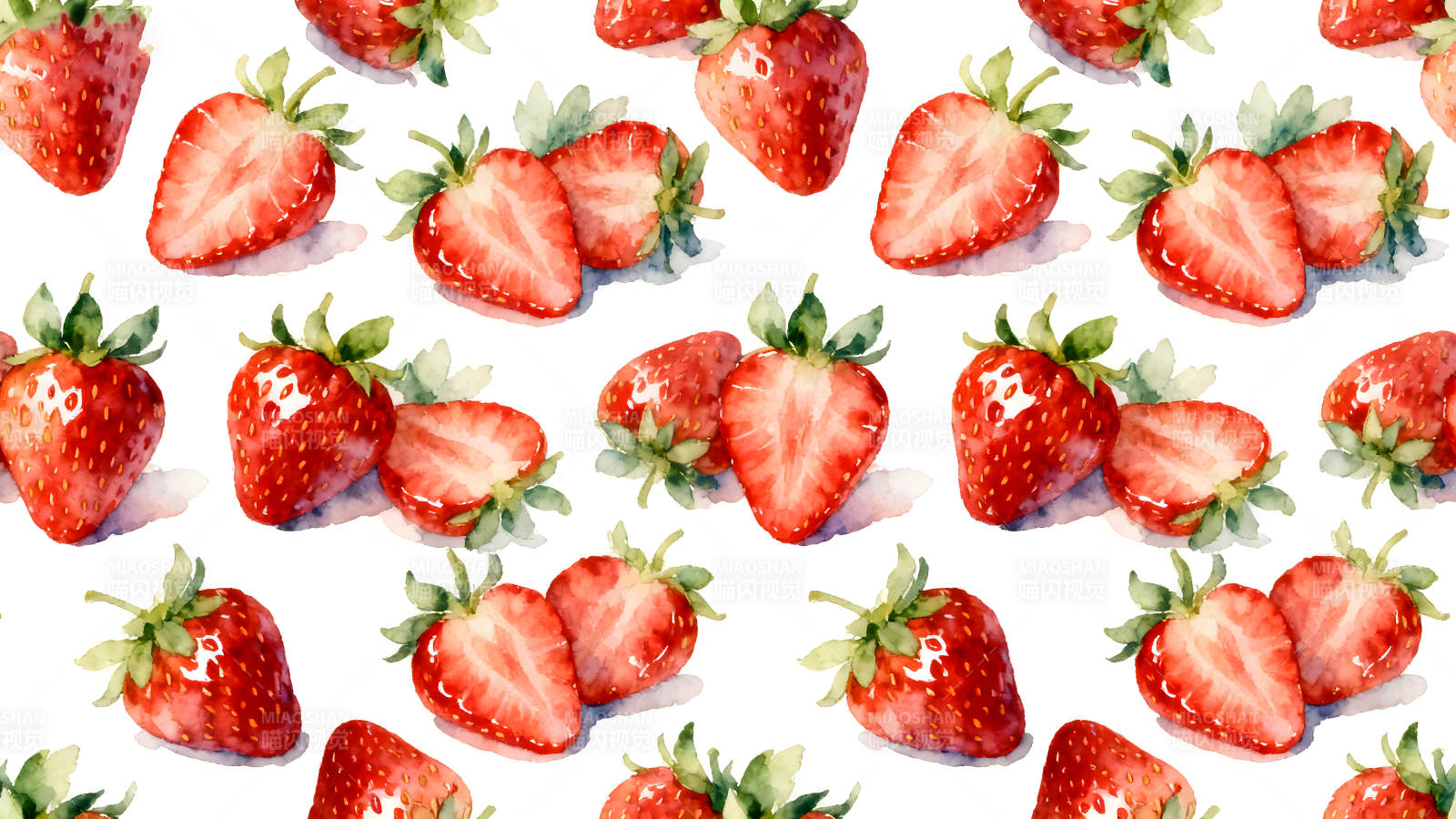 水彩草莓图案清新可爱-图片