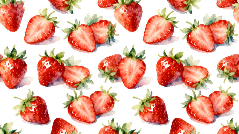 水彩草莓图案清新可爱-图片