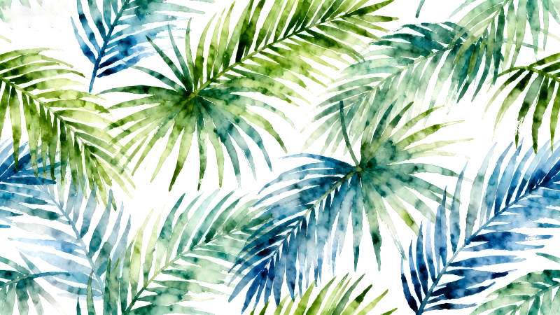 水彩棕榈叶热带风格-图片