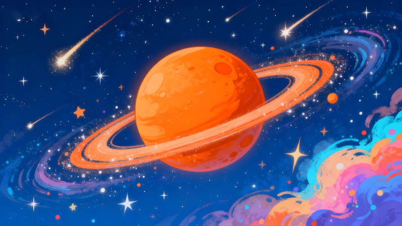 夢幻宇宙星球景象星光璀璨-圖片