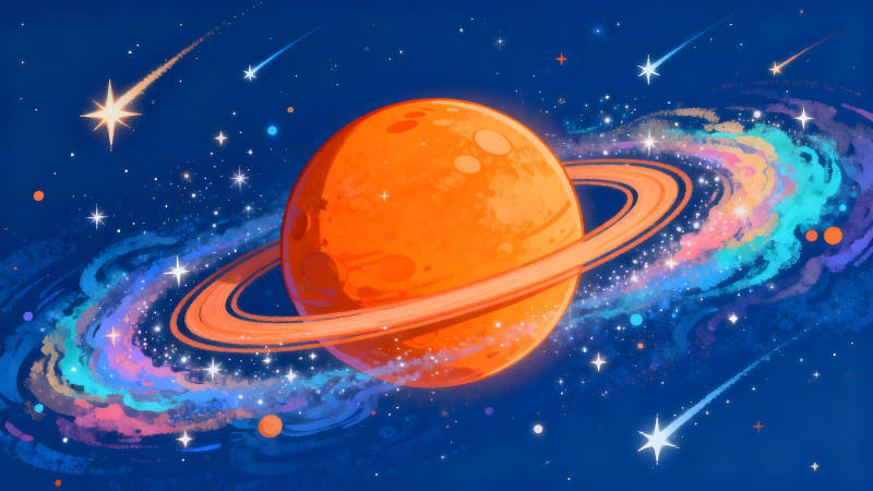 宇宙行星絢麗的星空景象-圖片