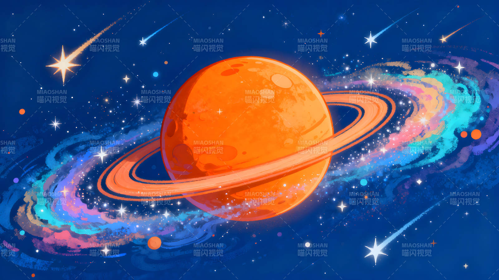 宇宙行星絢麗的星空景象-圖片