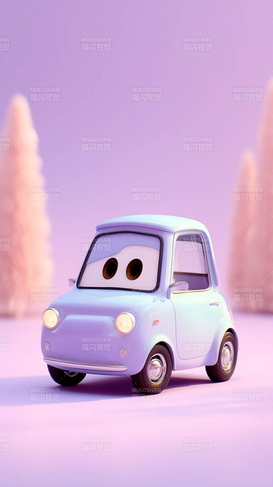 卡通汽車粉色背景-圖片