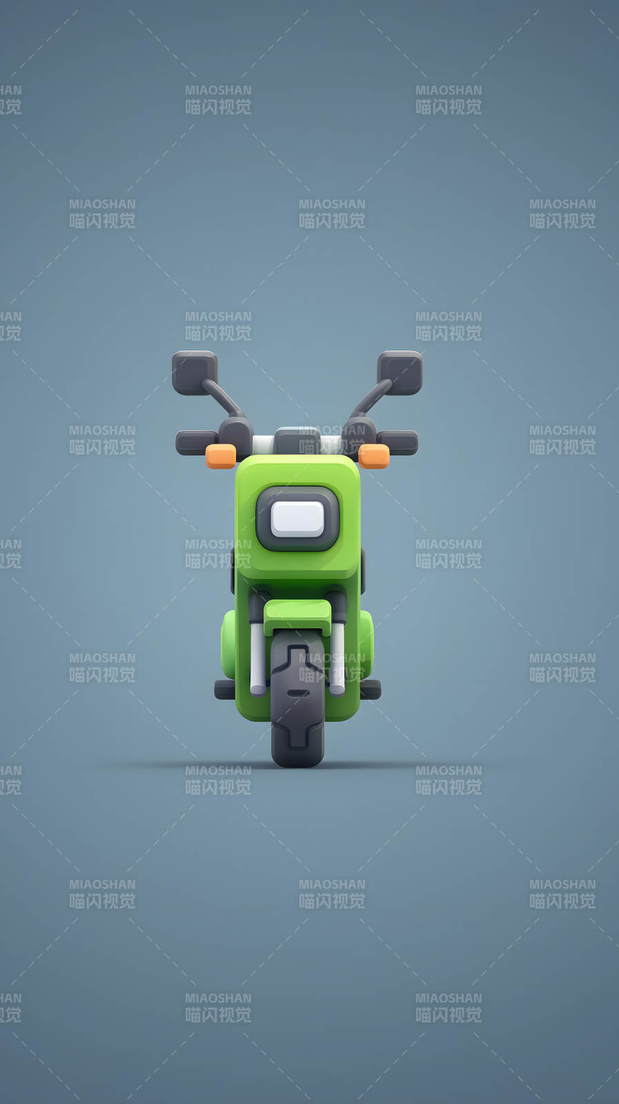 卡通摩托車正面特寫圖片