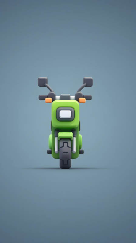 卡通摩托车正面特写-图片