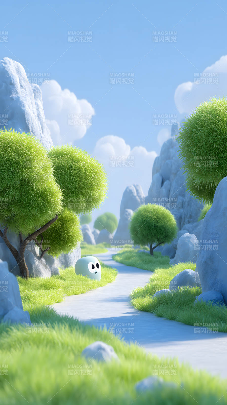 可愛卡通的風景畫-圖片
