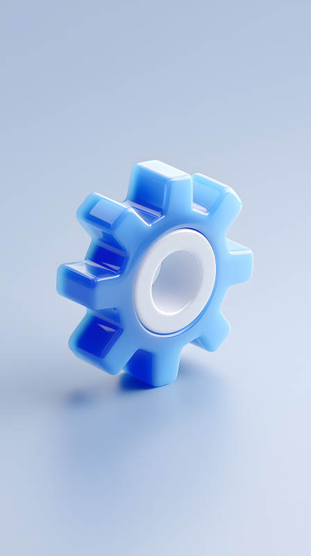 藍色齒輪圖標-圖片