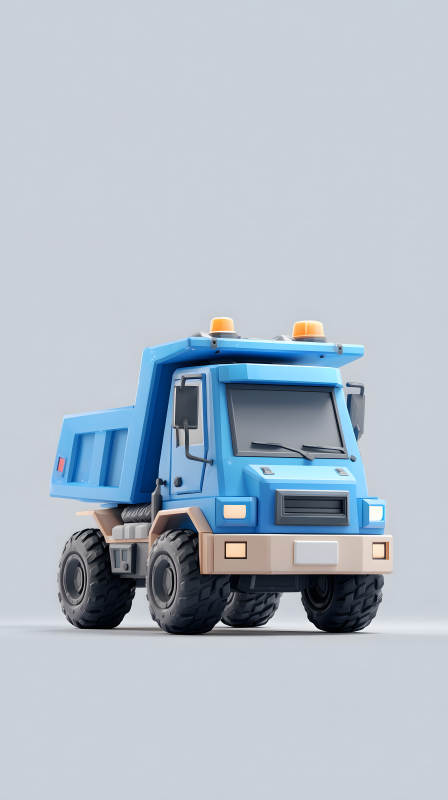 藍色卡車卡通風格-圖片