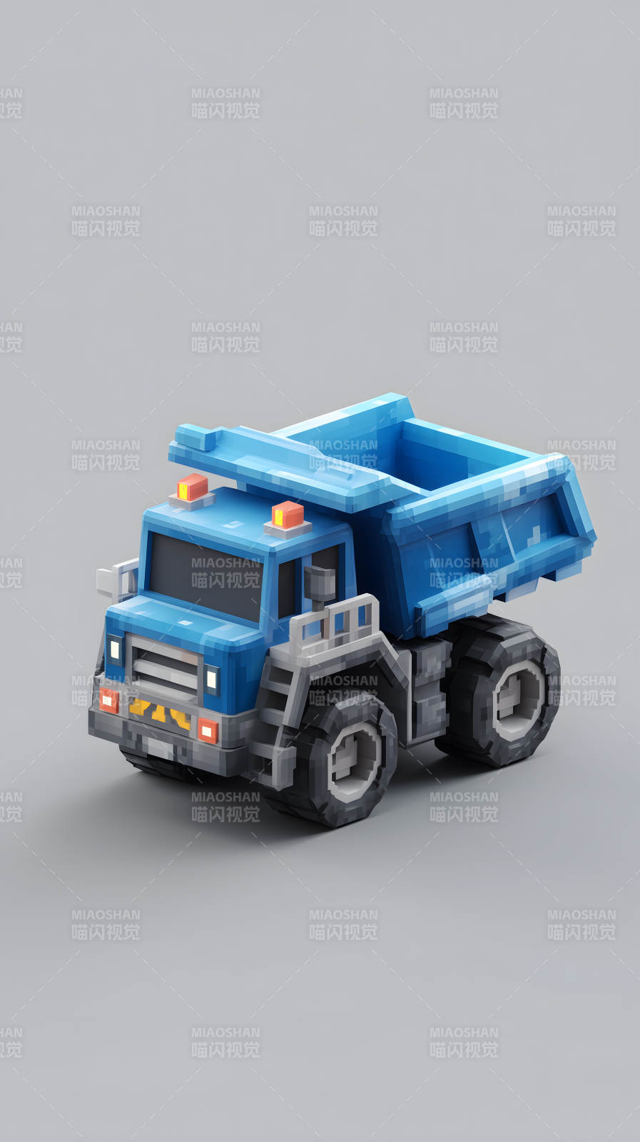 蓝色像素工程车-图片